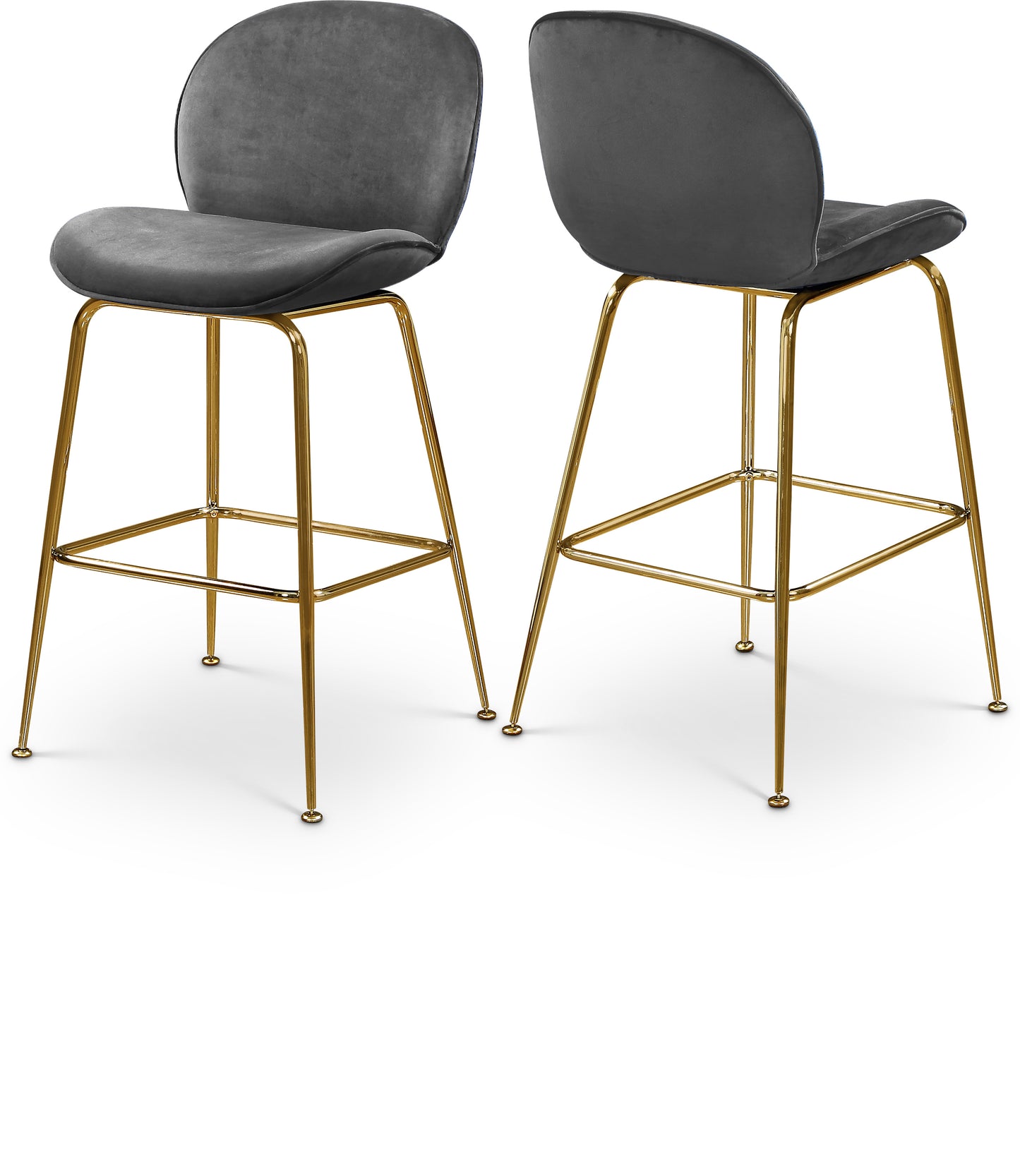 modernist grey velvet stool