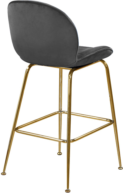 Modernist Grey Velvet Stool