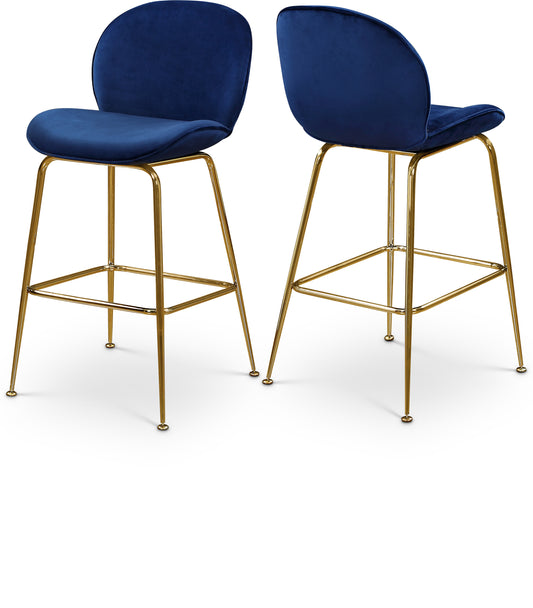 Modernist Navy Velvet Stool