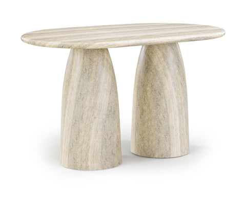 Linden 60" Travertine Concrete Indoor/Outdoor Counter Height Table, 1 Piece
