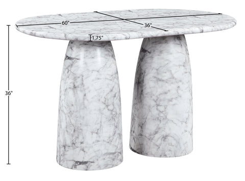 Linden 60" White Concrete Indoor/Outdoor Counter Height Table, 1 Piece