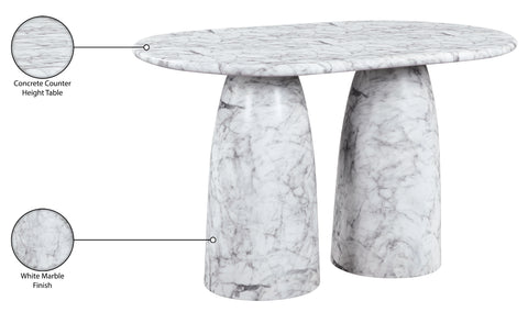 Linden 60" White Concrete Indoor/Outdoor Counter Height Table, 1 Piece