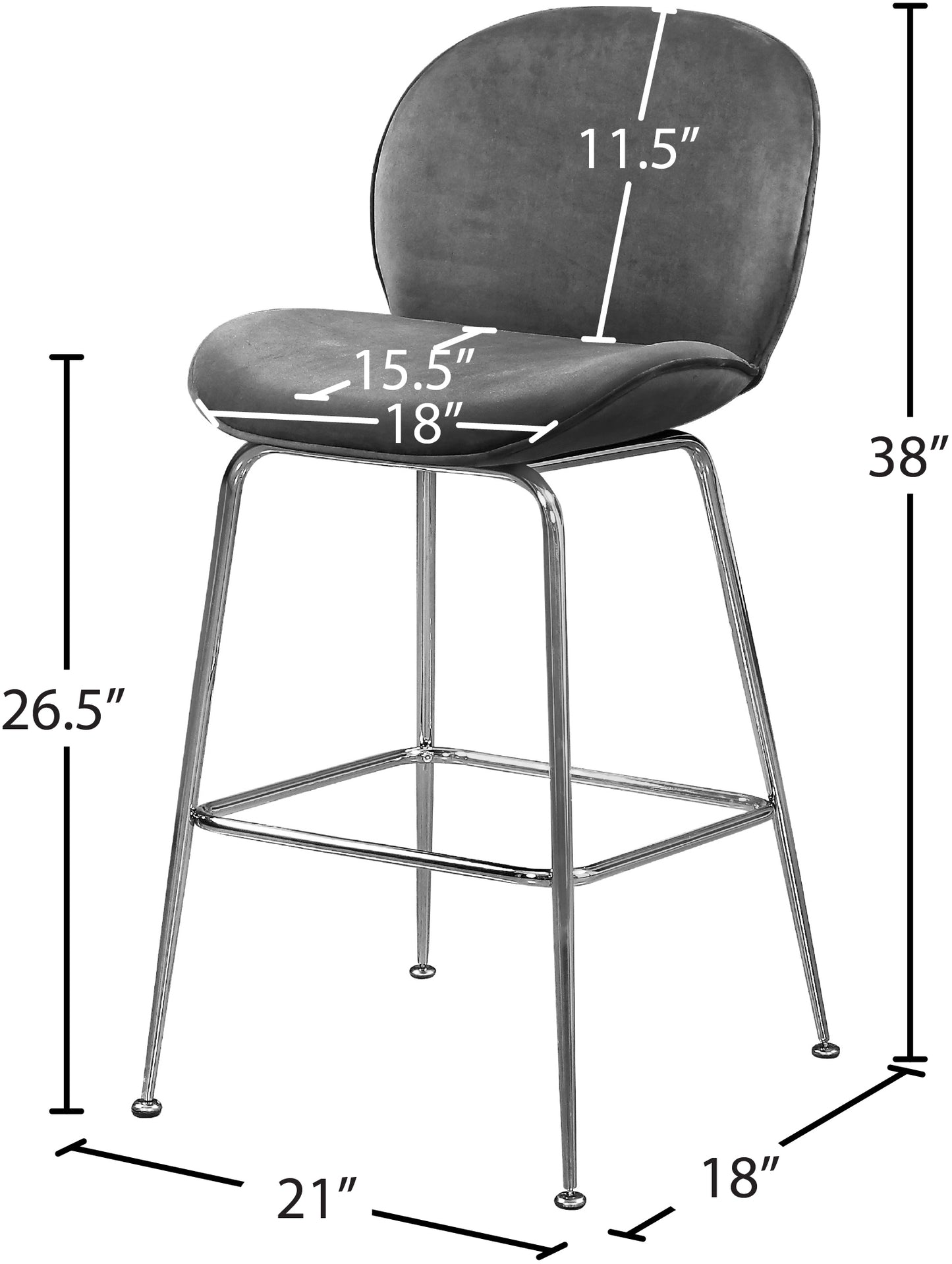 fleurette grey velvet stool c