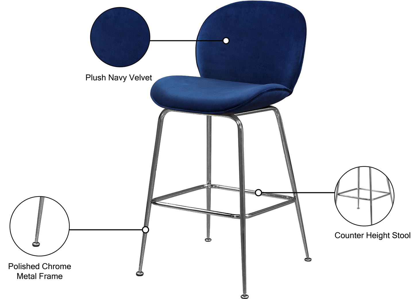 fleurette navy velvet stool c