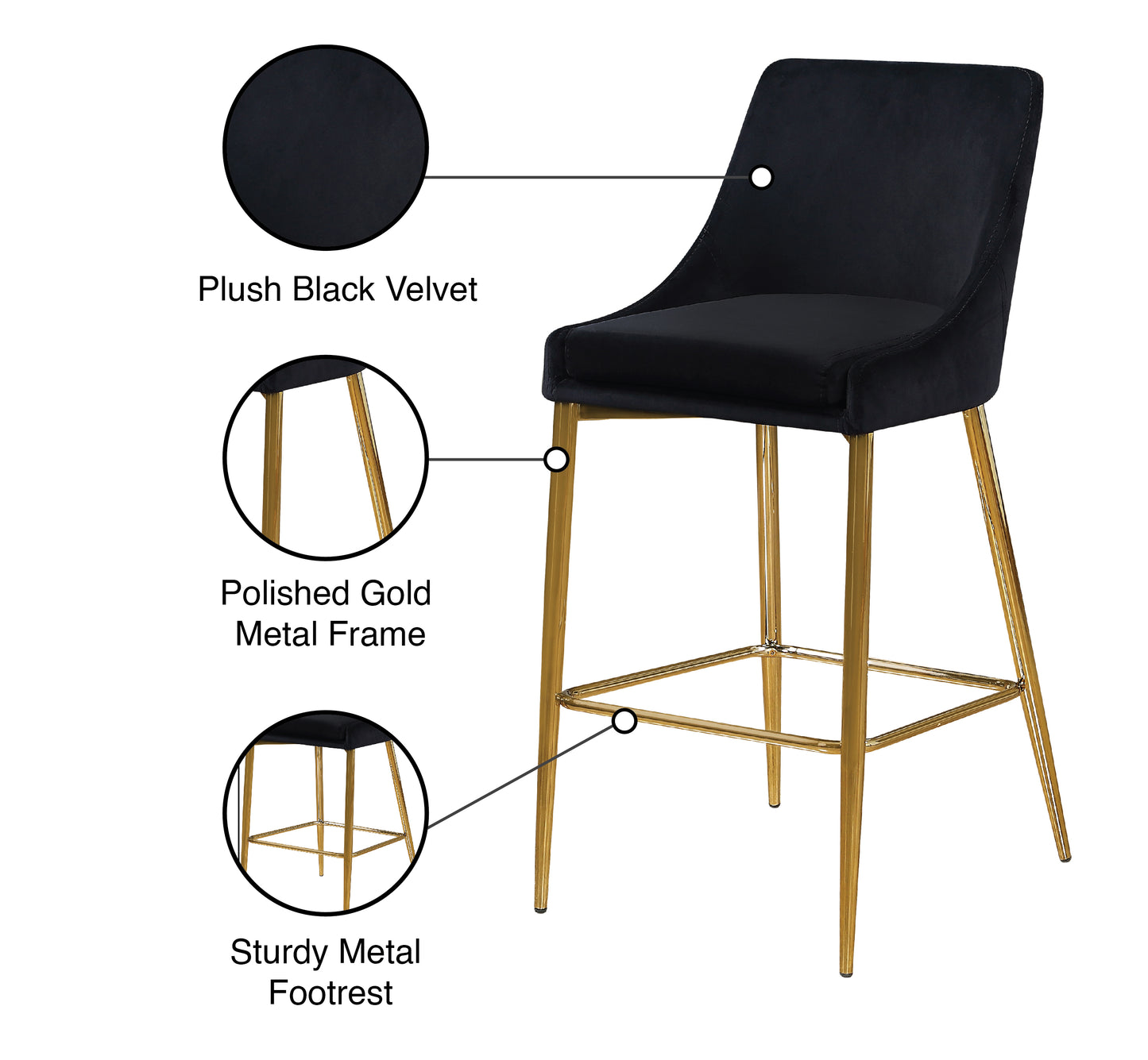 grande black velvet stool c