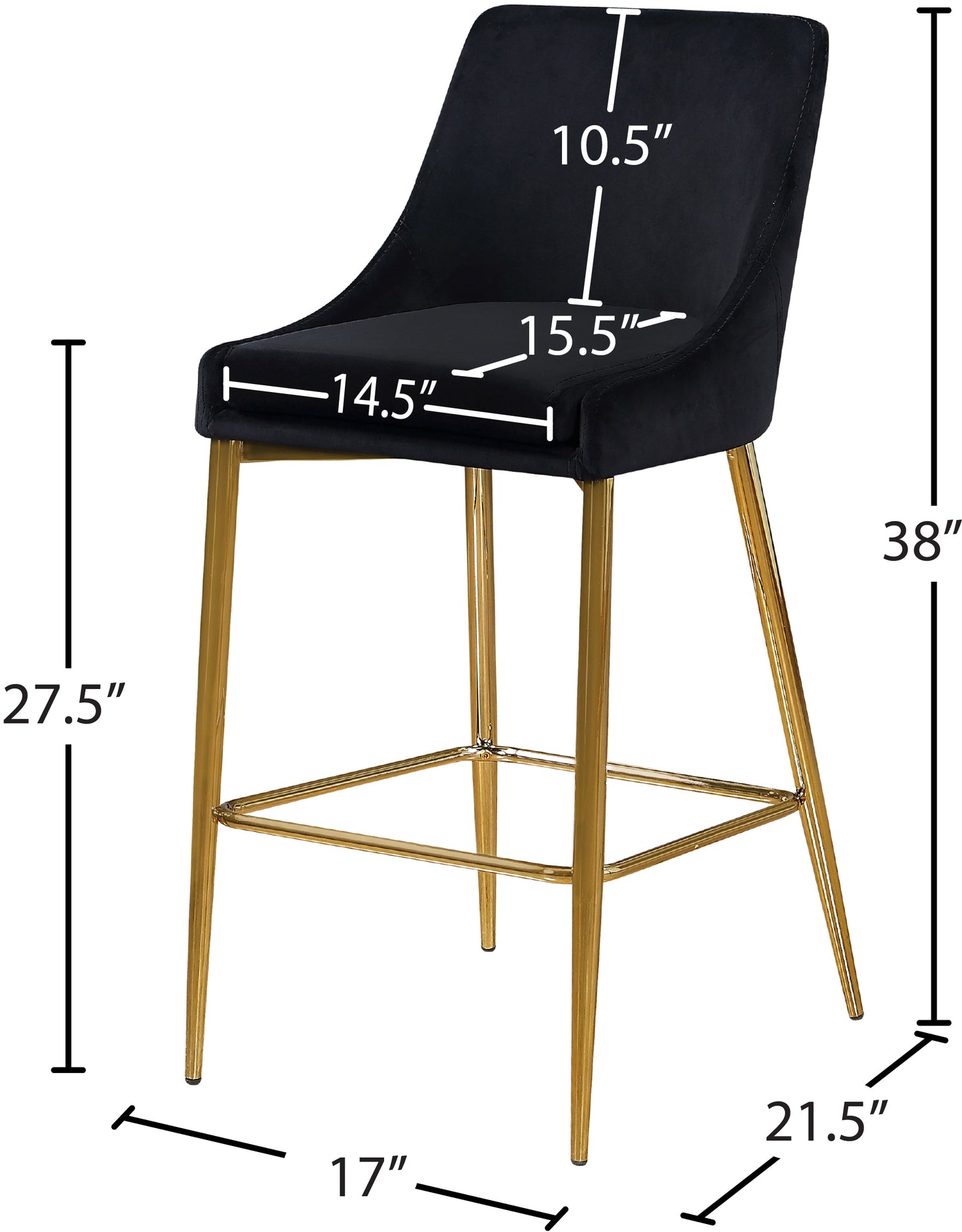 camila black velvet stool