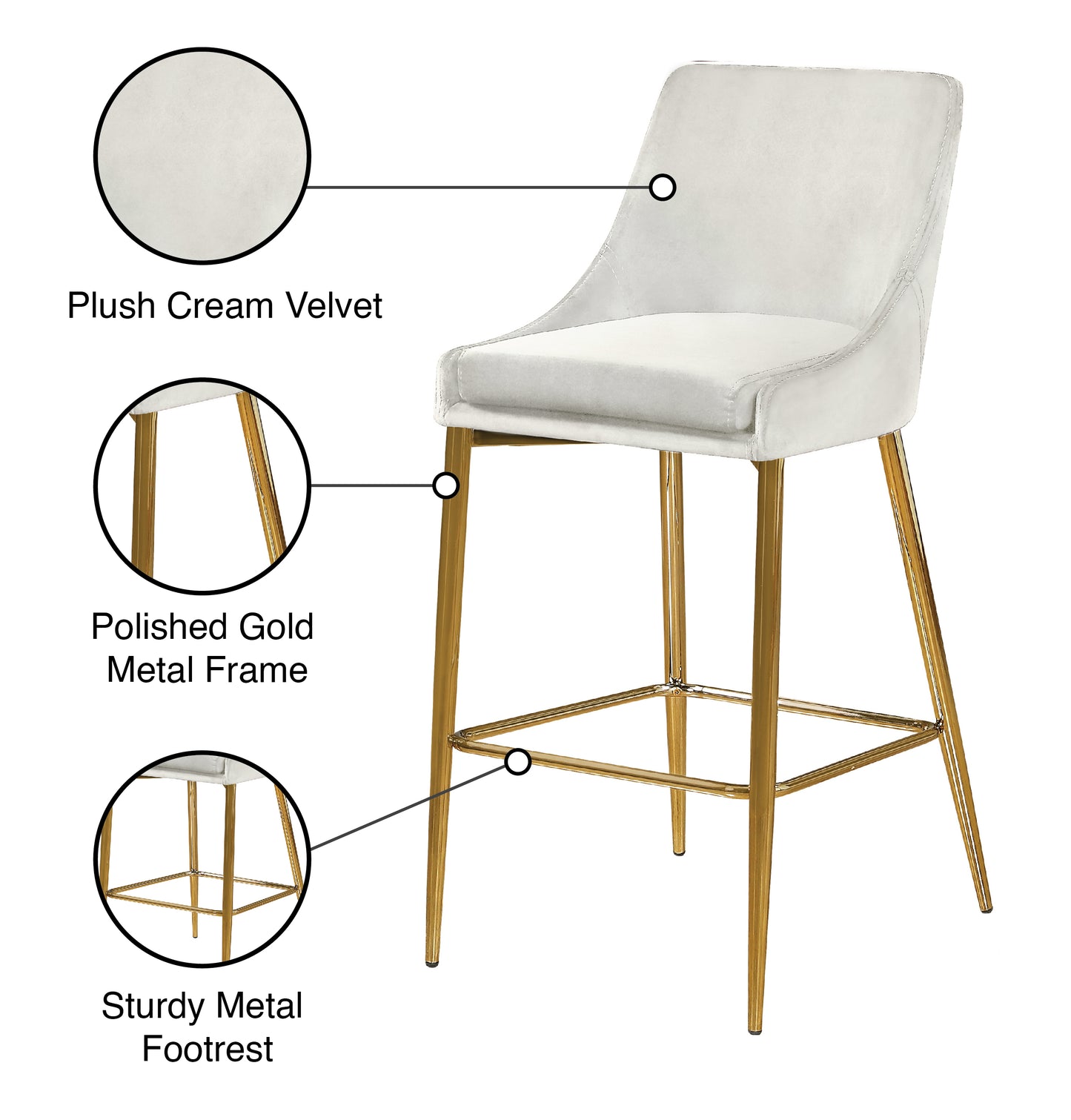 grande cream velvet stool c