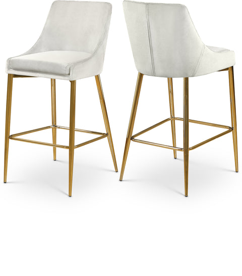 Rhea Cream Velvet Upholstered Counter Stool, 2-Piece