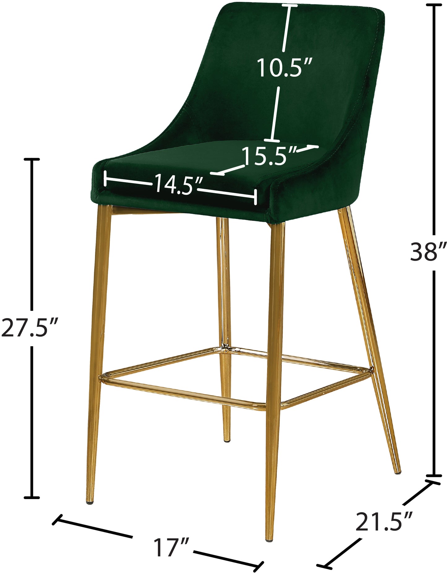 grande green velvet stool c