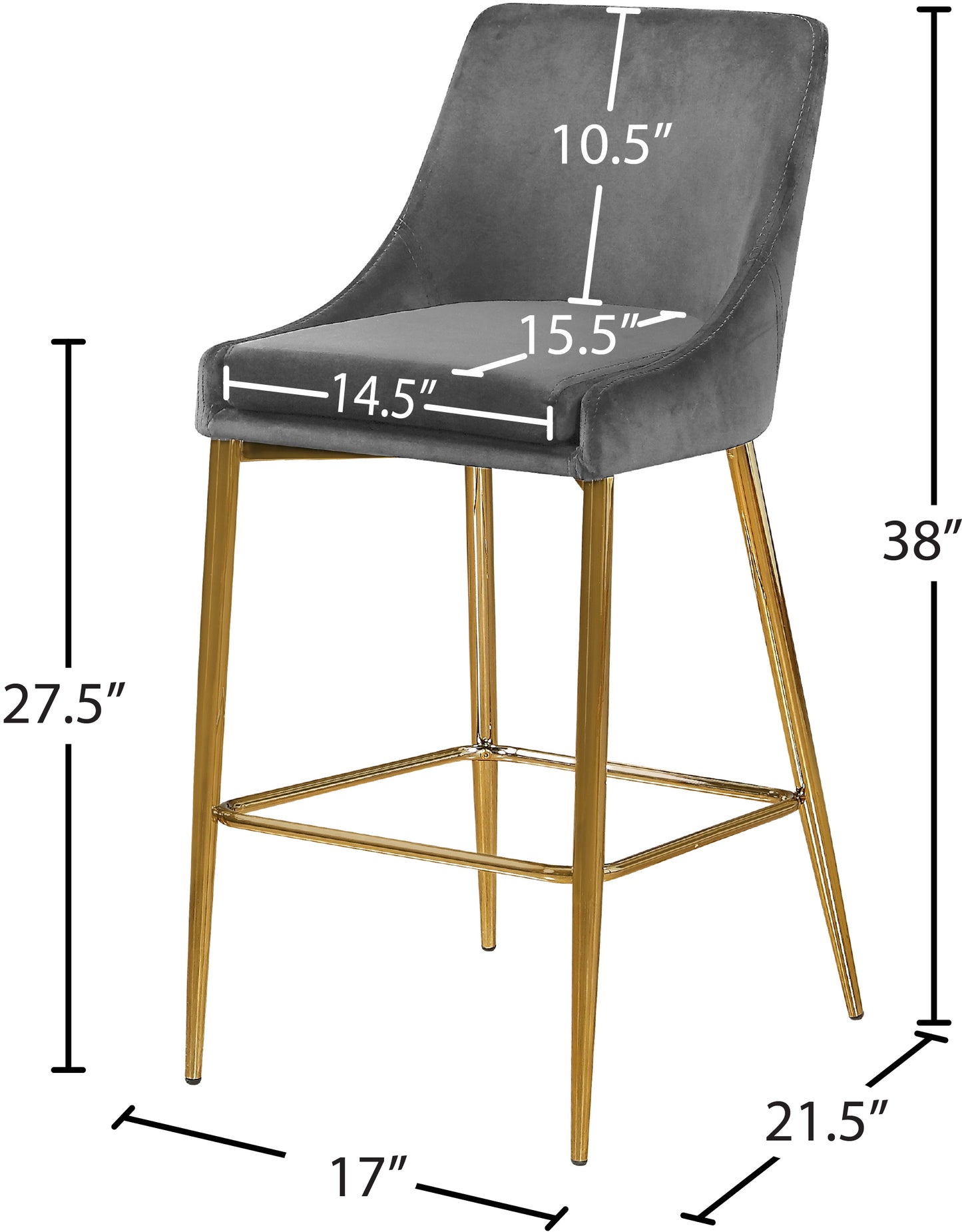 grande grey velvet stool c