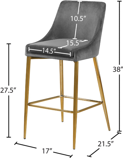 Grande Grey Velvet Stool C