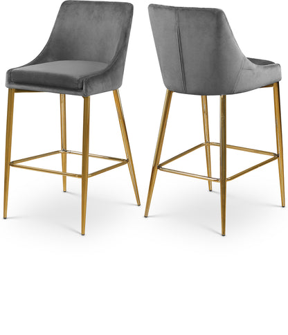 Camila Grey Velvet Stool