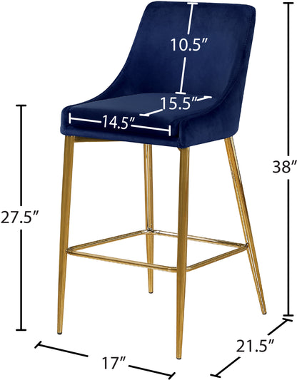 Grande Navy Velvet Stool C