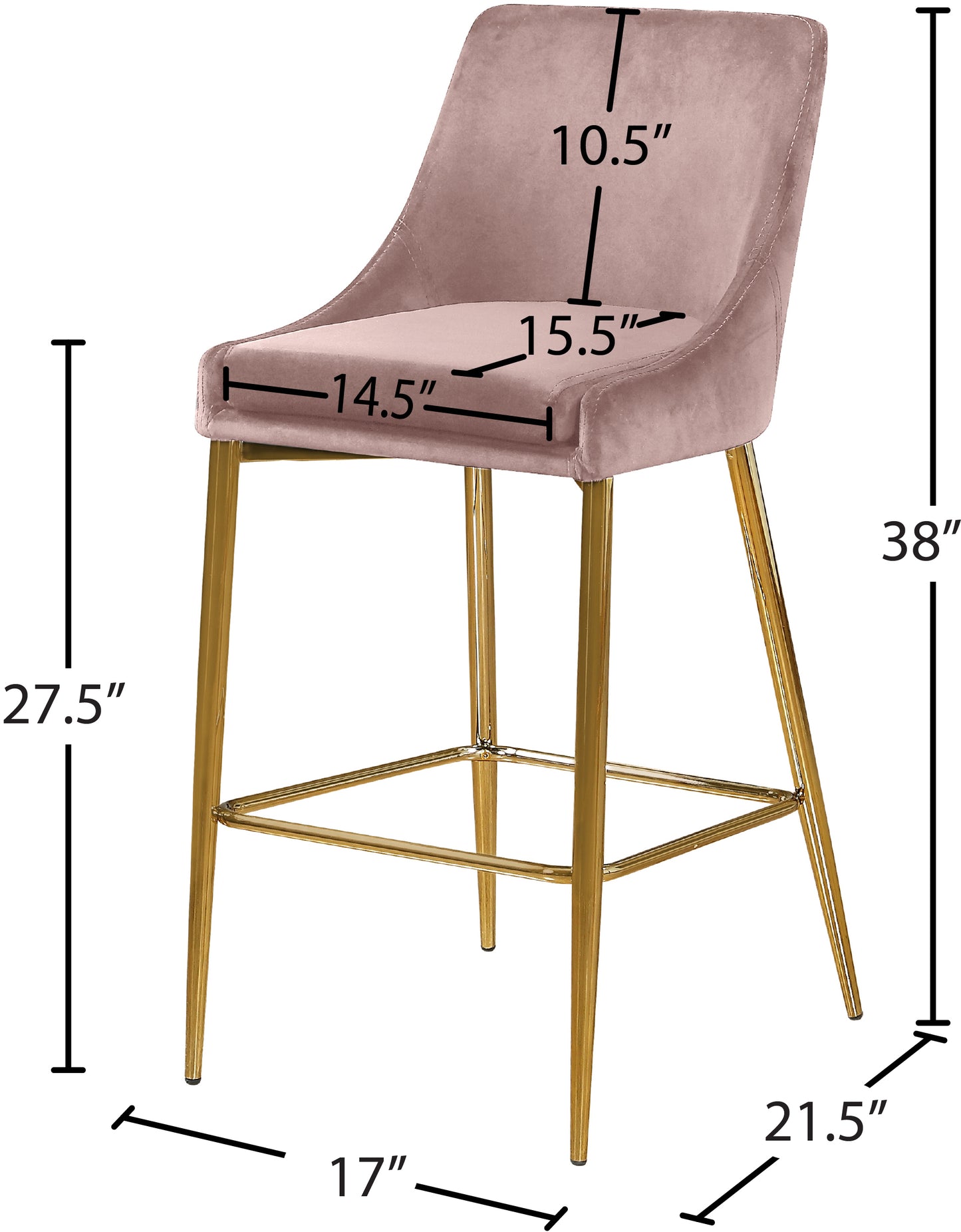 grande pink velvet stool c