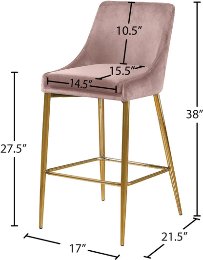 Grande Pink Velvet Stool C