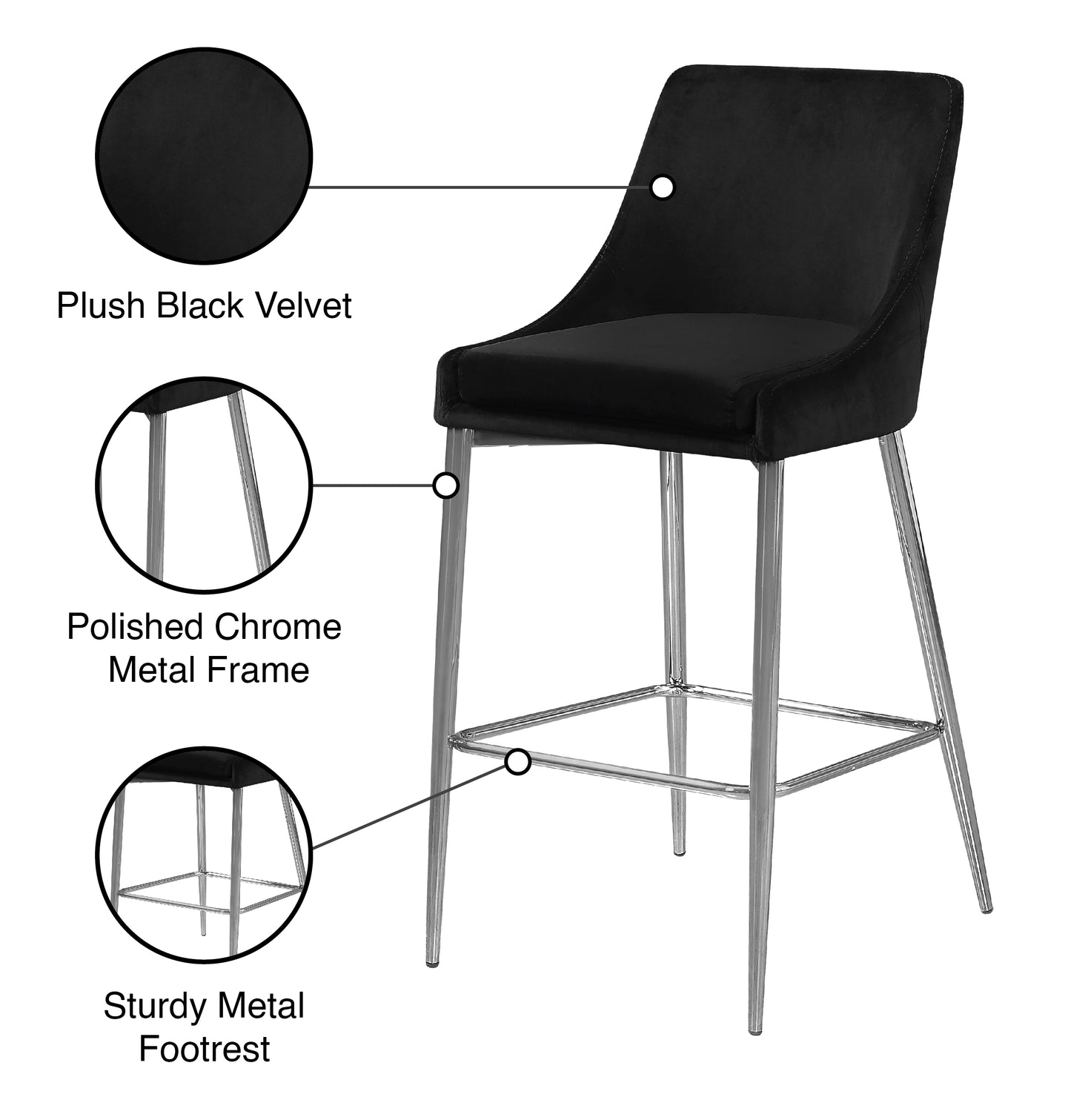 grande black velvet stool c