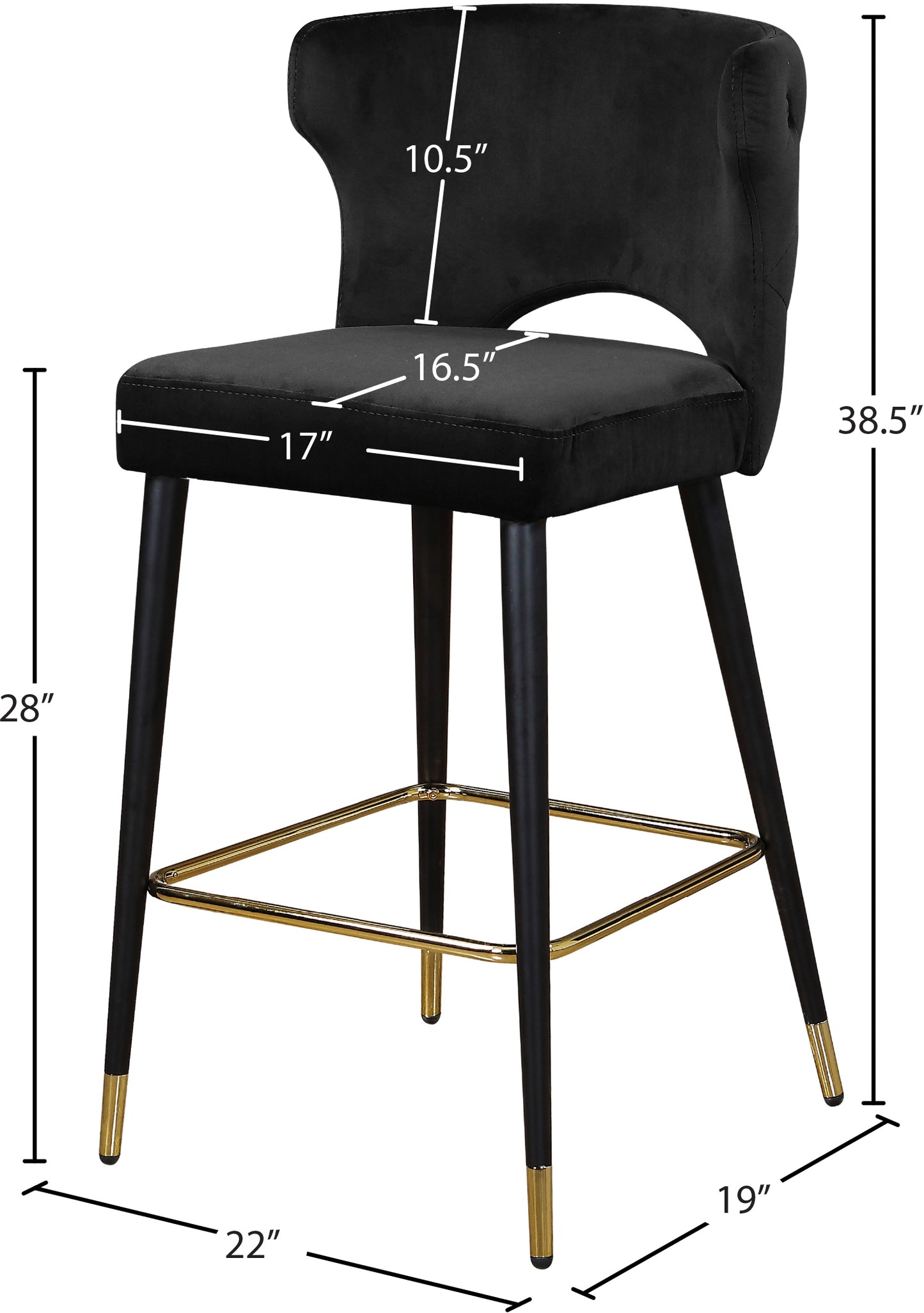 marmo black velvet stool c