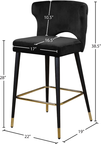 Marmo Black Velvet Stool C