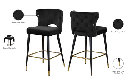 Marmo Black Velvet Stool C