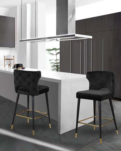 Marmo Black Velvet Stool C