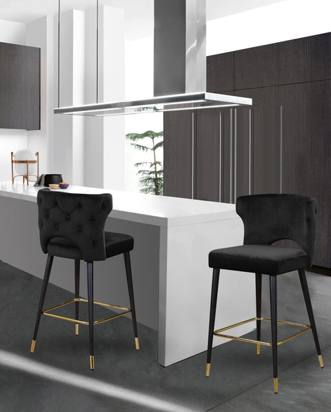 Marmo Black Velvet Stool C