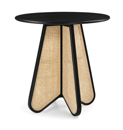 Jessa 36.25" Black / Natural Solid Wood And Natural Cane Counter Height Table, 1 Piece