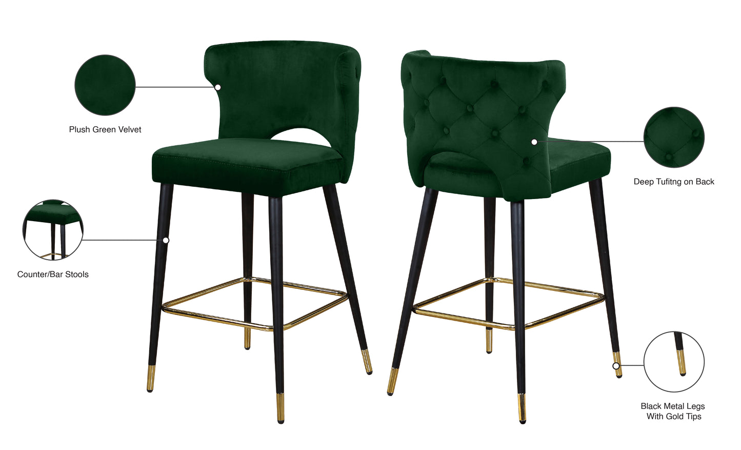 marmo green velvet stool c