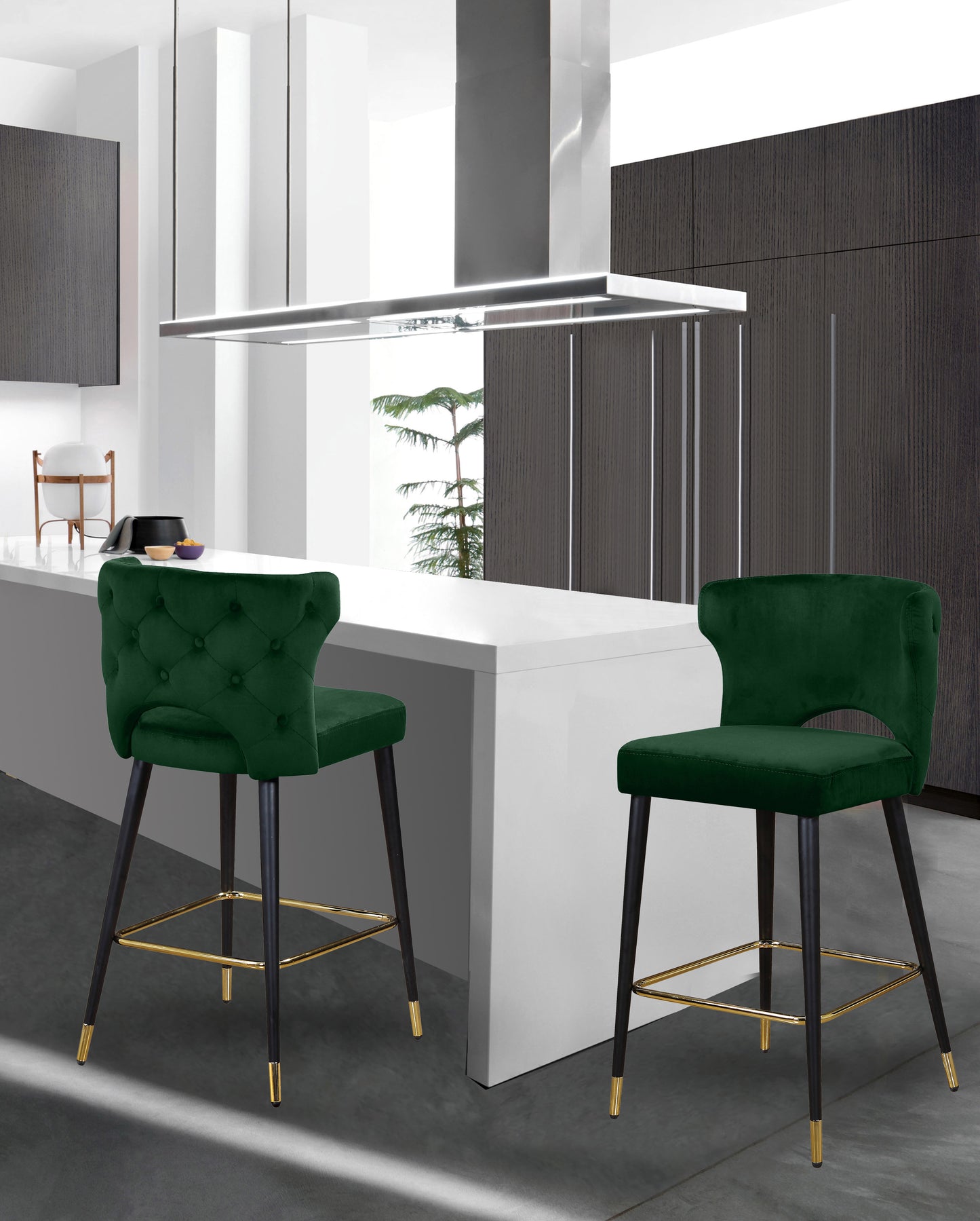 marmo green velvet stool c