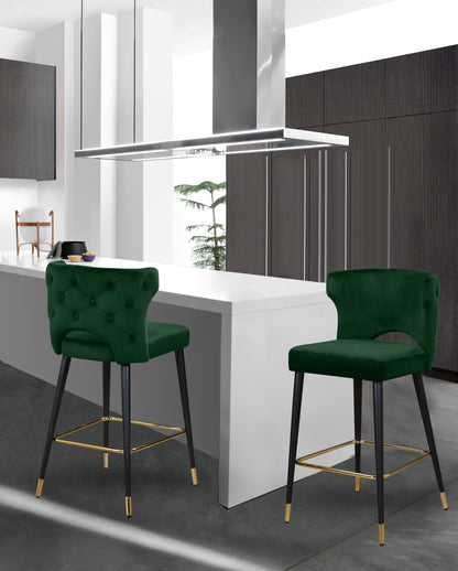 Marmo Green Velvet Stool C