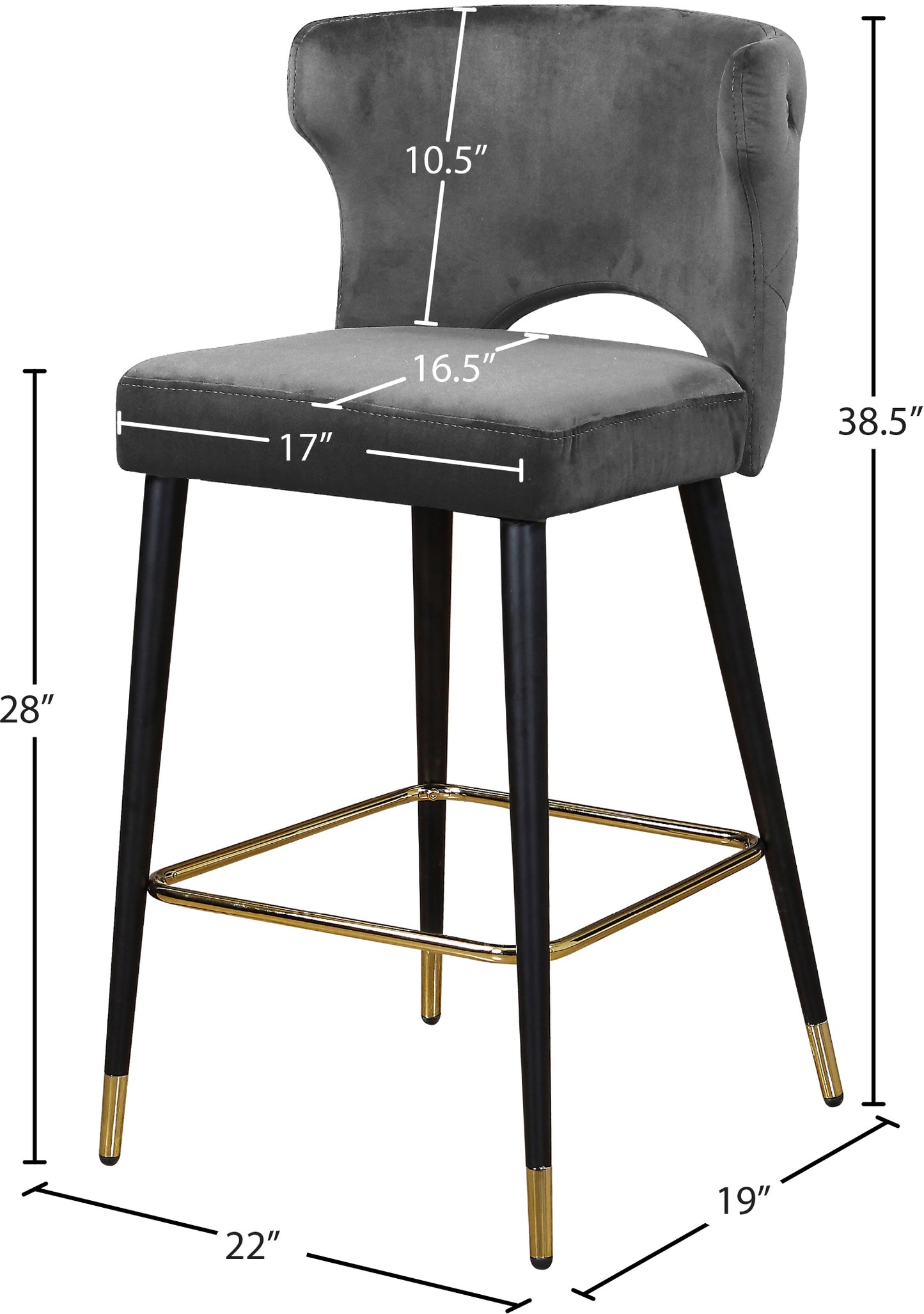 marmo grey velvet stool c