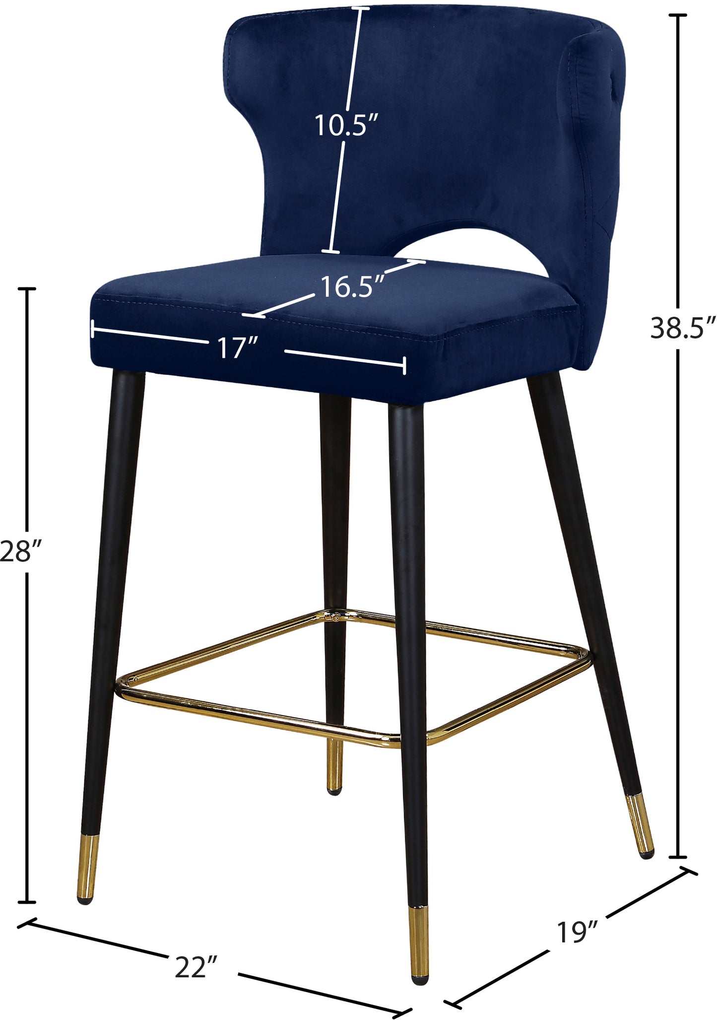 marmo navy velvet stool c