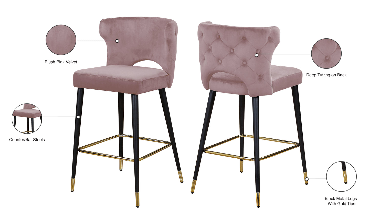 marmo pink velvet stool c