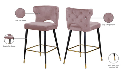 Marmo Pink Velvet Stool C