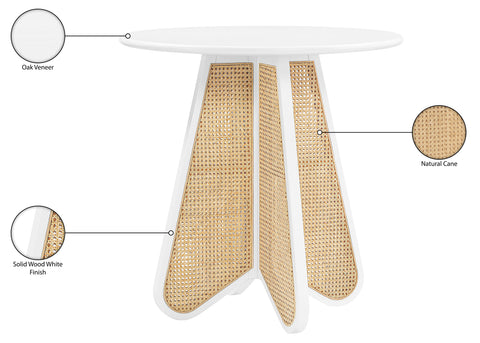 Jessa 36.25" White / Natural Solid Wood And Natural Cane Counter Height Table, 1 Piece