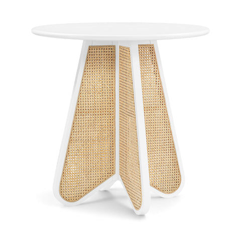 Jessa 36.25" White / Natural Solid Wood And Natural Cane Counter Height Table, 1 Piece