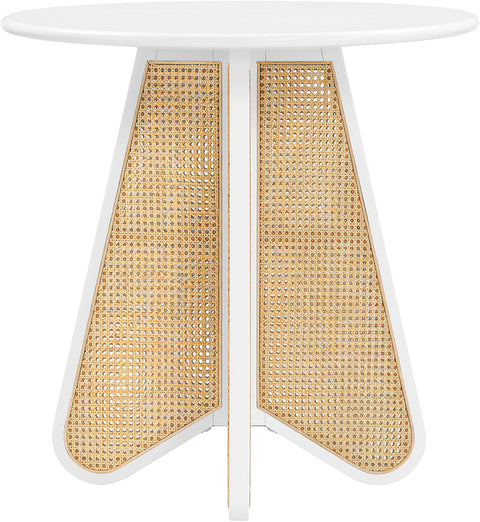 Jessa 36.25" White / Natural Solid Wood And Natural Cane Counter Height Table, 1 Piece