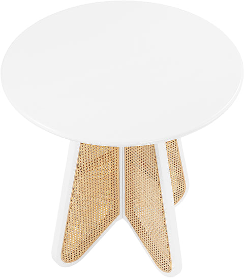 Jessa 36.25" White / Natural Solid Wood And Natural Cane Counter Height Table, 1 Piece