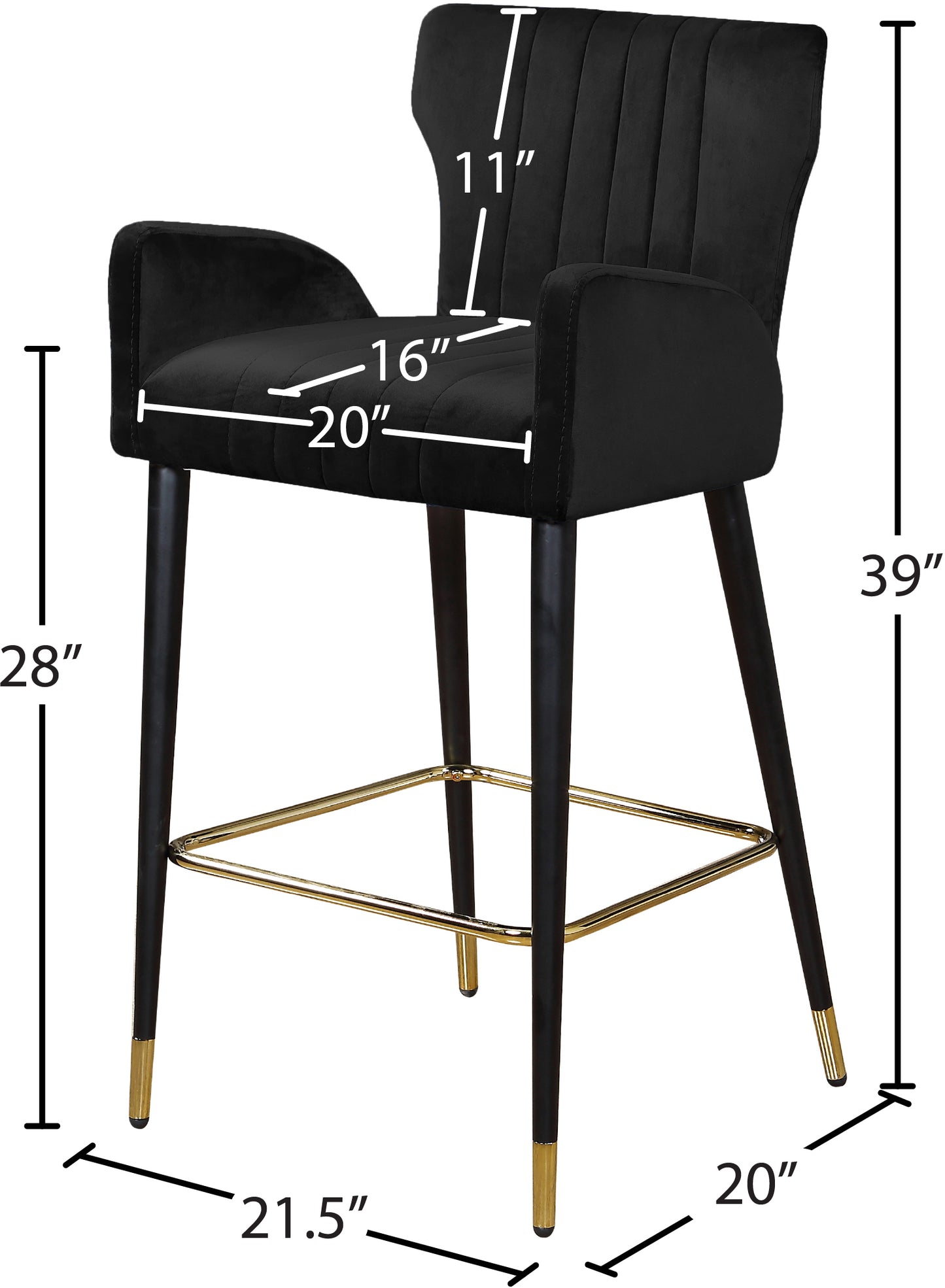 zeal black velvet stool c