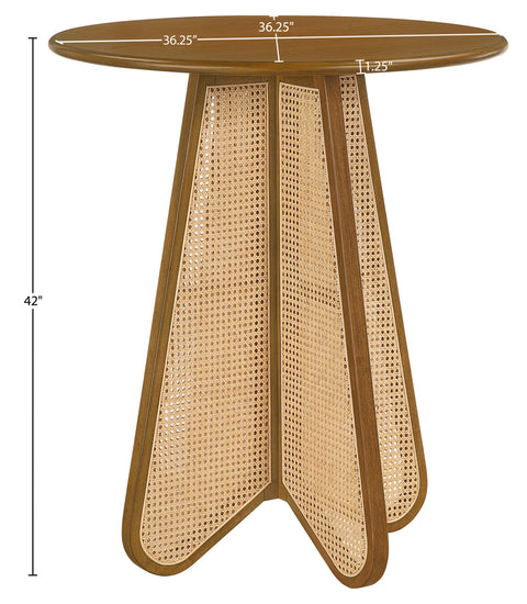 Jessa 36.25" Brown / Natural Solid Wood And Natural Cane Bar Height Table, 1 Piece