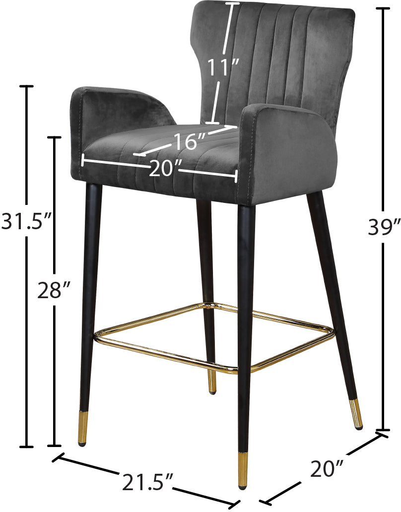 zeal grey velvet stool c