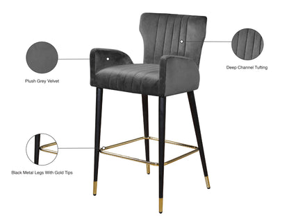 Zeal Grey Velvet Stool C