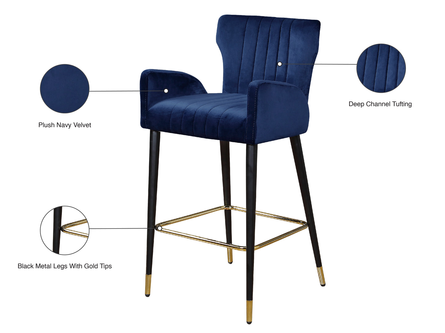 zeal navy velvet stool c