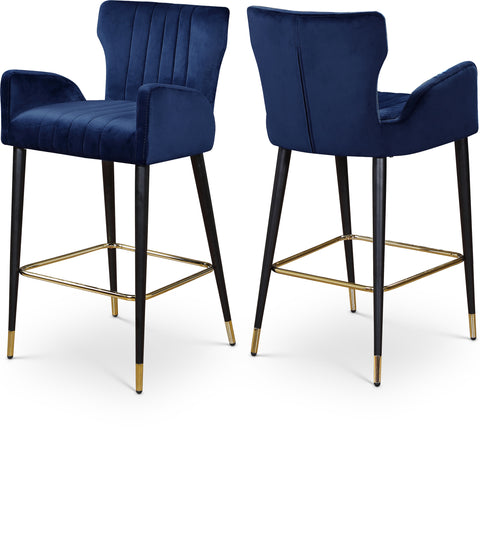 Harlow Navy Velvet Upholstered Counter Stool, 2-Piece