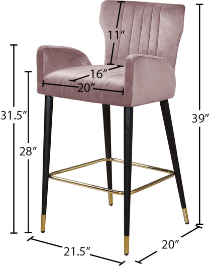 Zeal Pink Velvet Stool C