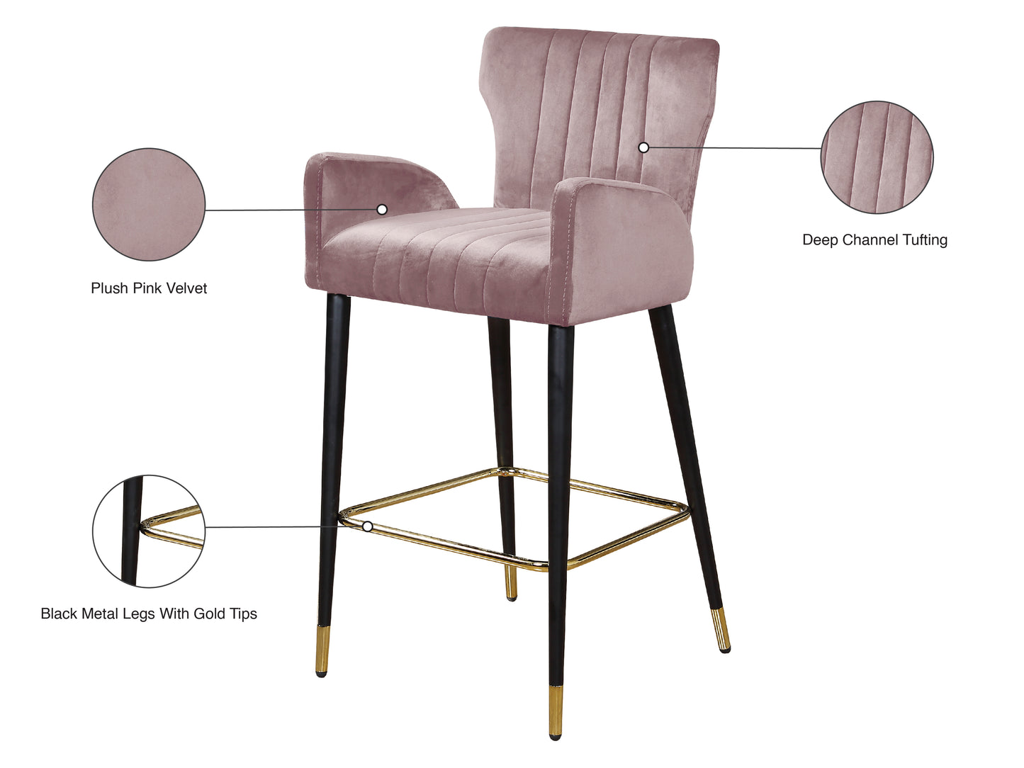 zeal pink velvet stool c