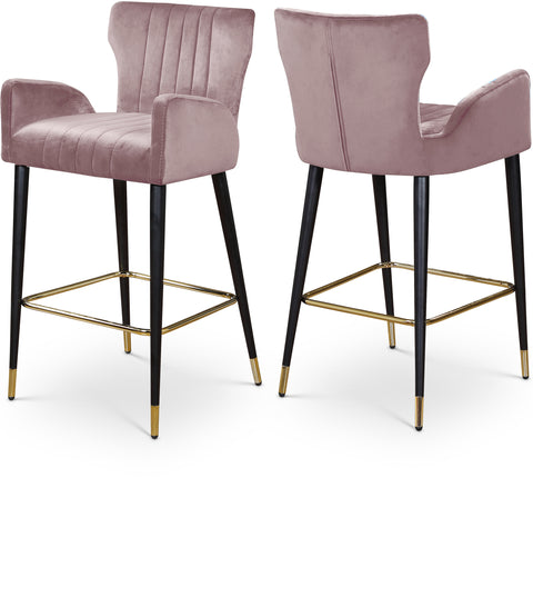 Harlow Pink Velvet Upholstered Counter Stool, 2-Piece