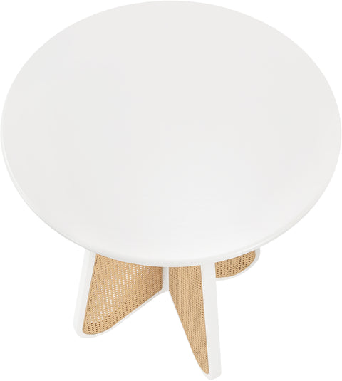 Jessa 36.25" White / Natural Solid Wood And Natural Cane Bar Height Table, 1 Piece