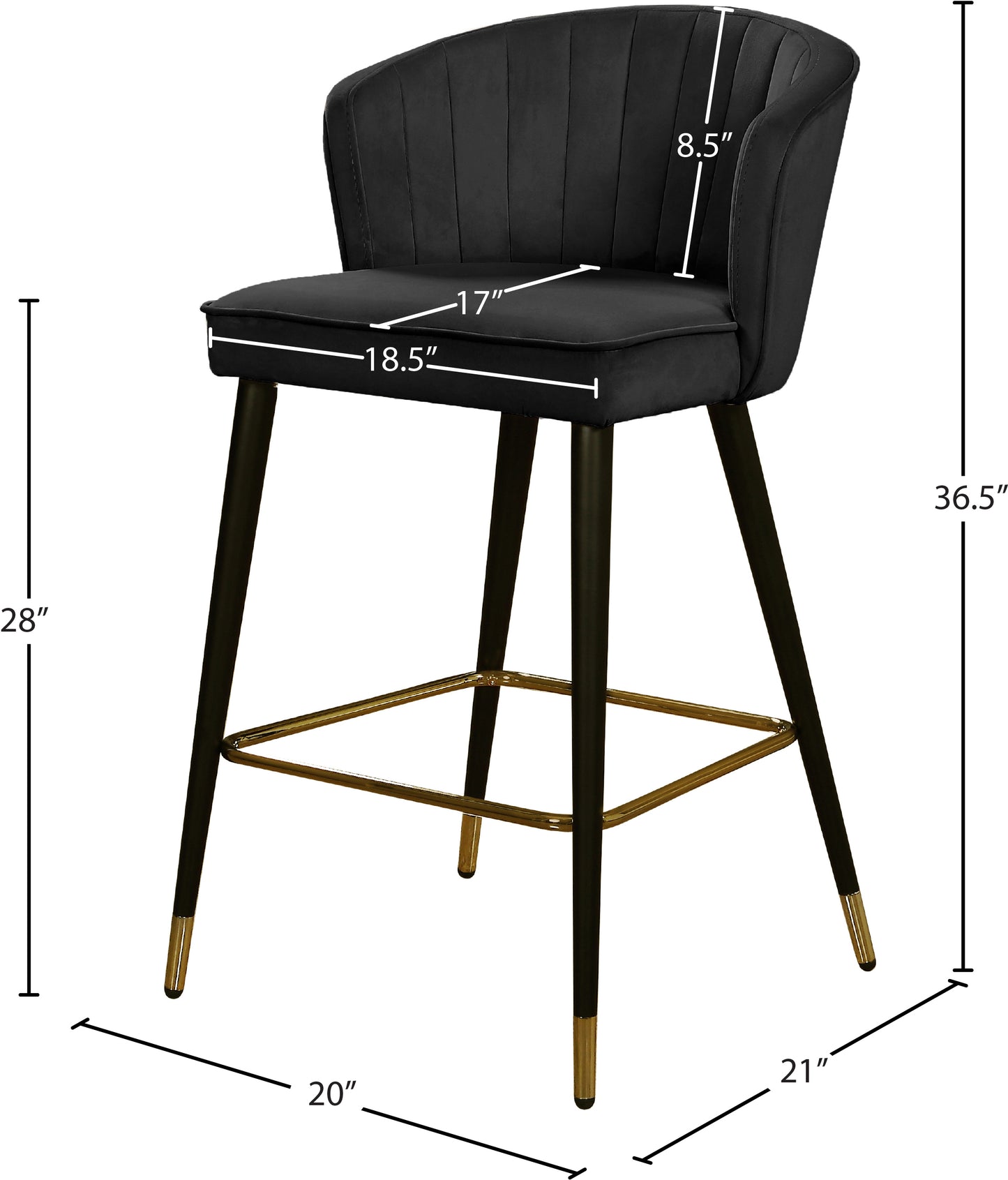 ivy black velvet stool c