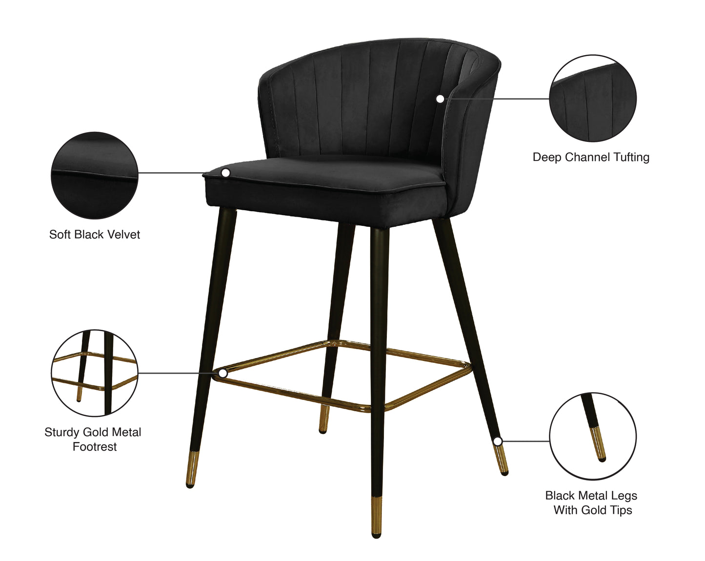 ivy black velvet stool c