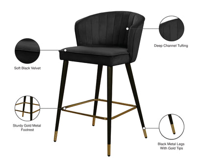 Ivy Black Velvet Stool C